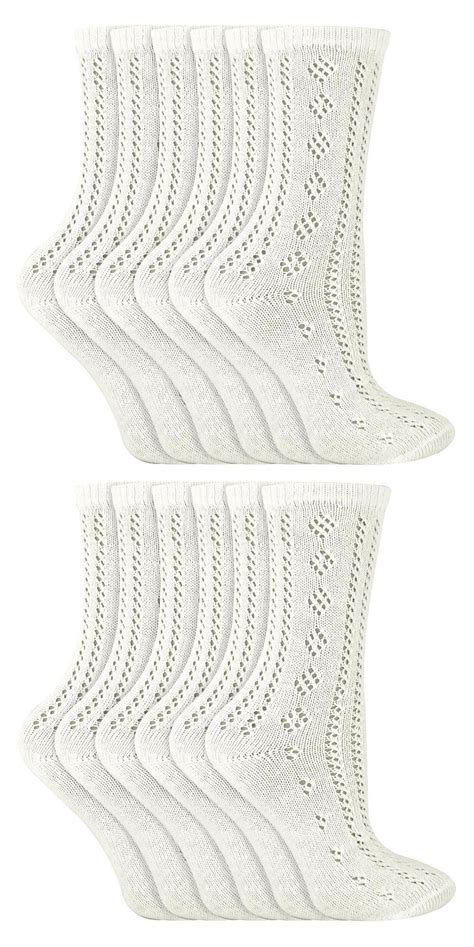 12 Pairs Multipack Girls Pelerine Ankle Cotton Socks White
