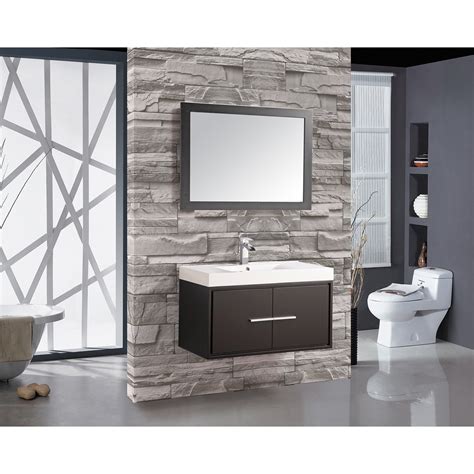 Have a double sink vanity with a single mirror above. MTDVanities Cypress 36" Single Floating Bathroom Vanity ...