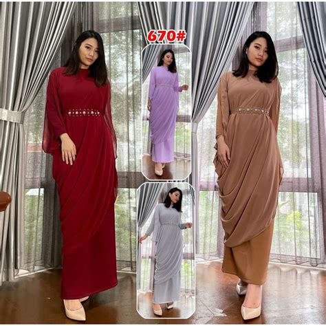 Jual 670 Dress Muslim 1 Set Gamis Fashion Wanita 2pc Shopee Indonesia
