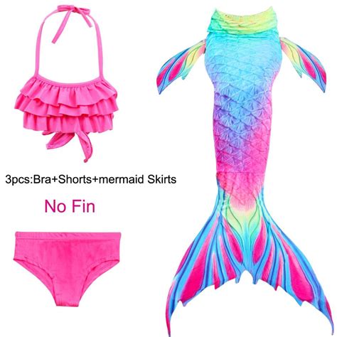 Hot 2019 Kids Mermaid Tail With Monofin Girls Costumes Swimmable