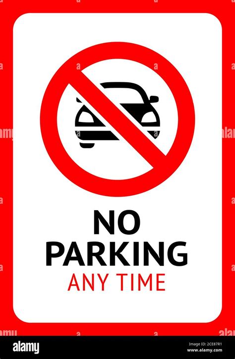 Prohibition Sign No Parking Black Forbidden Symbol In Red Round Shape Stock Vector Image Art