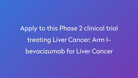Arm I Bevacizumab For Liver Cancer Clinical Trial 2023 Power