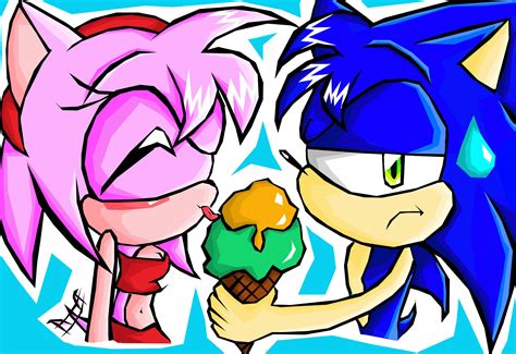 She Is Eating My Ice Cream By Sonic Amy Tails Club On Deviantart