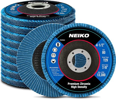 Neiko 11258a 10 Pack Jumbo Zirconia Flap Discs 4 12 For