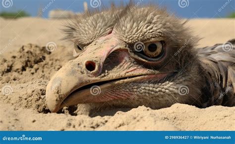 Ostrich Burying Head In The Sand Generative Ai Stock Image Image Of