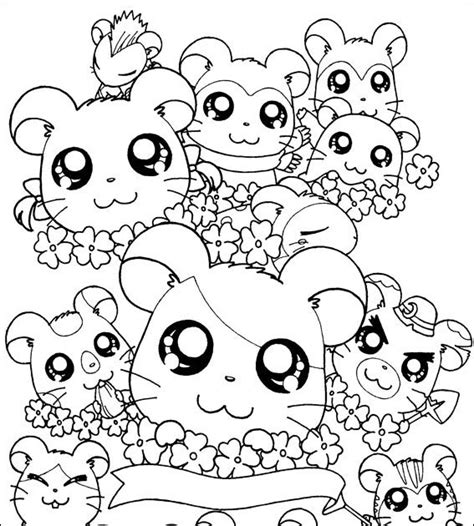 Cute hamtaro coloring page for kids, manga anime coloring. Hamtaro Cute Animals Coloring Pages