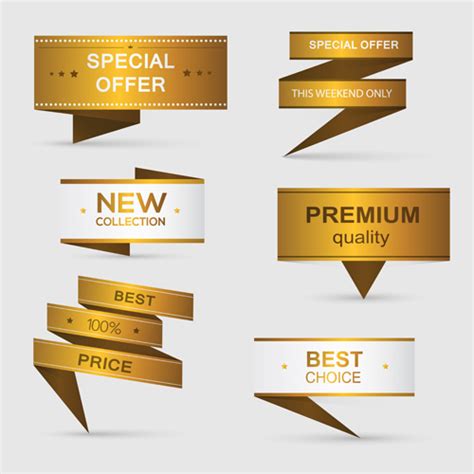 Luxury Golden Vectors Banners Set Free Download