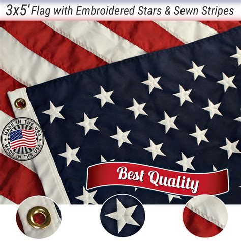 american flag made in usa 3x5 ft embroidered flag