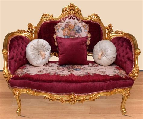 Casa Padrino Baroque Sofa Bordeaux Red Multicolored Gold Handmade