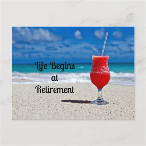 Life Begins At Retirement Frosty Drink On Beach Postcard