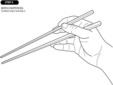 Place one chopstick in the webbing of your thumb and rest the other end on your curled third and fourth fingers. Learn by Diagram: Learn to "PROPERLY" use chopsticks