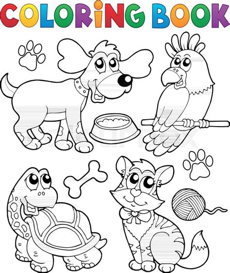 Coloring Book With Pets 3 Eps10 Stock Vector Colourbox