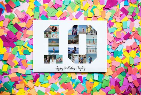 10th Birthday Photo Collage Anniversary Collage Number Ten Etsy