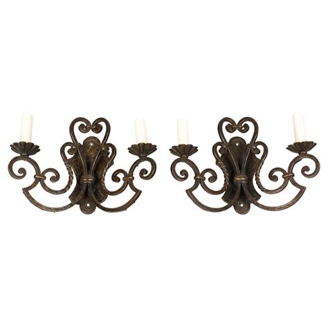 Pair Of French Wrought Iron Gothic Style Lantern Sconces At 1stdibs