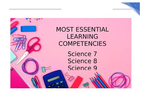 Melc Science Most Essential Learning Competencies In Deped