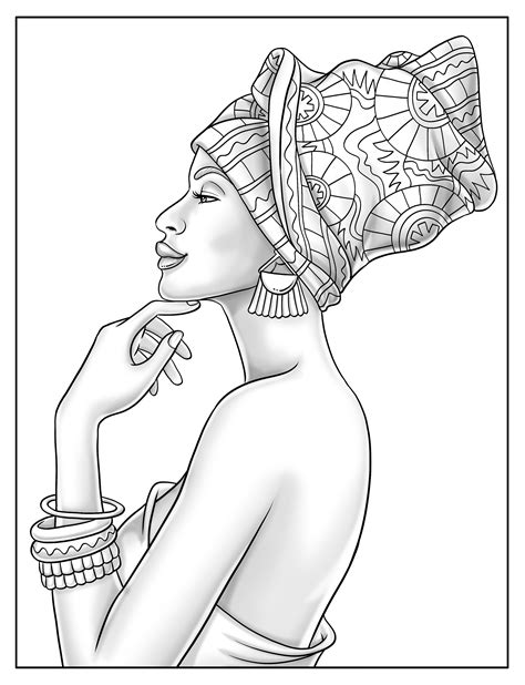 Printable Adult Coloring Page Beautiful Black Woman Etsy Canada