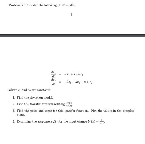 Solved Problem 2 Consider The Following Ode Model 1 21
