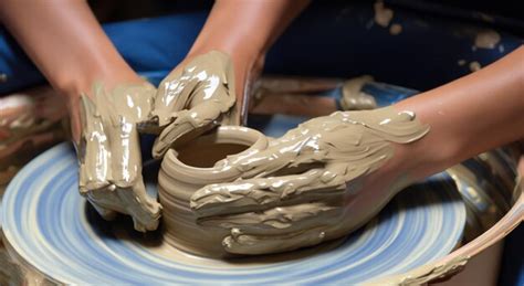 Premium Photo Crafting Of A Clay Pottery Vase By Hand By A Man In