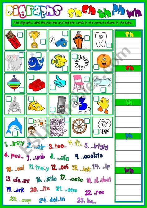 Th Digraph Worksheets