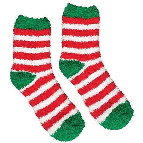 Amscan 135 In Striped Christmas Fuzzy Socks 2 Count 4 Pack 397636