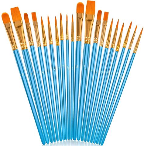 Fencesmart4u Assorted Shape Acrylic Bristle Art Brushes 20 Pieces