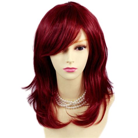 Wiwigs Face Frame Wavy Ends Medium Burgundy Mix Red Ladies Wigs Skin Top Hair Uk Hair Pieces