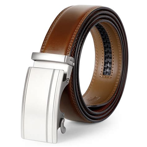 Mens Leather Ratchet Belt Comfort Dress Belt For Men With Automatic B