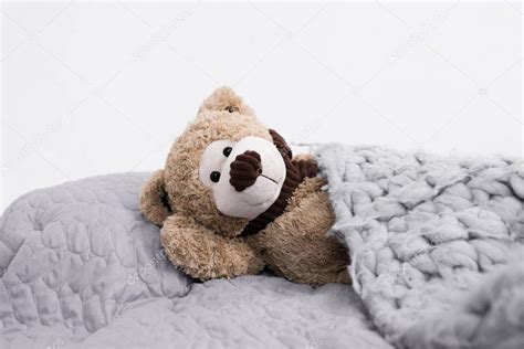 Teddy Bear On Bed Teddy Bear In Bed — Stock Photo © Andrewlozovyi