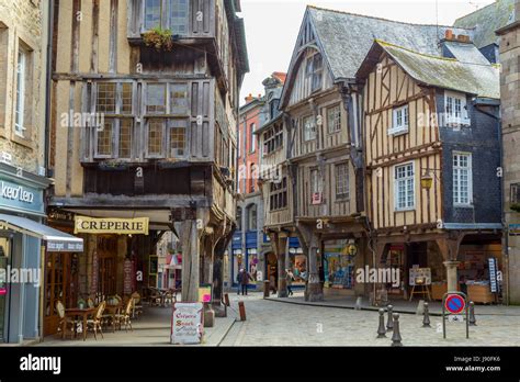 Street In Dinan An Historic Medieval Town In Brittany France Stock