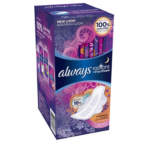 Always Radiant Infinity Overnight With Wings Scented Pads Walmart Canada