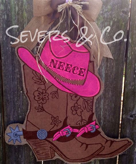 Cowgirl Boots burlap door hanger by Severs & Co. $30+shipping. Visit us ...