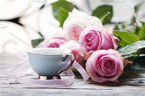 Pink Roses And Coffee Good Morning Images Flowers Coffee Flower Rose