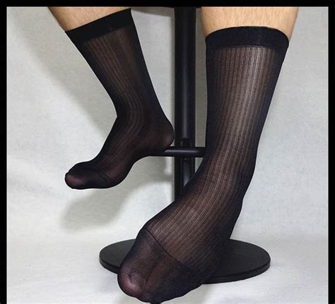 Buy Mens Nylon Silk Socks Sheer Thin Formal Dress
