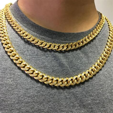 New 14k Gold Chain 18mm Heavy Iced Out Miami Cuban Link Chain Design