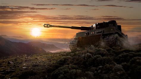 World Of Tanks Tank With Background Of Sky And Clouds During Sunset HD World Of Tanks Games