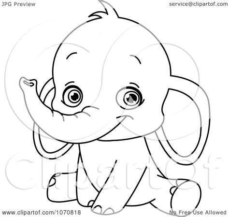 Elephant coloring pages your #toddler :here are some printable elephant coloring sheets for your kids with some information on each image. Clipart Outlined Sitting Baby Elephant - Royalty Free ...