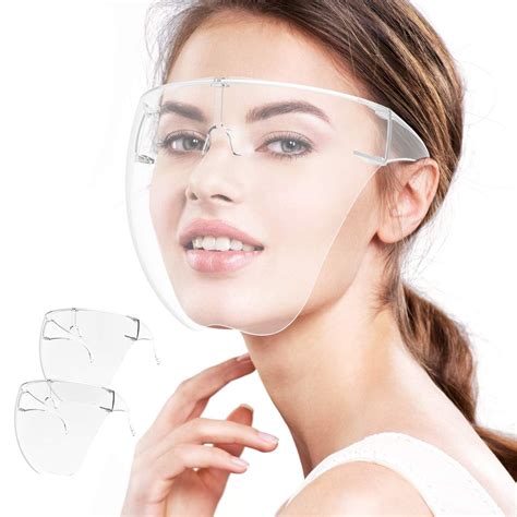 Face Shield 2 Pack Clear Safety Face Shields With Glasses Frame Full Face Protective Reusable
