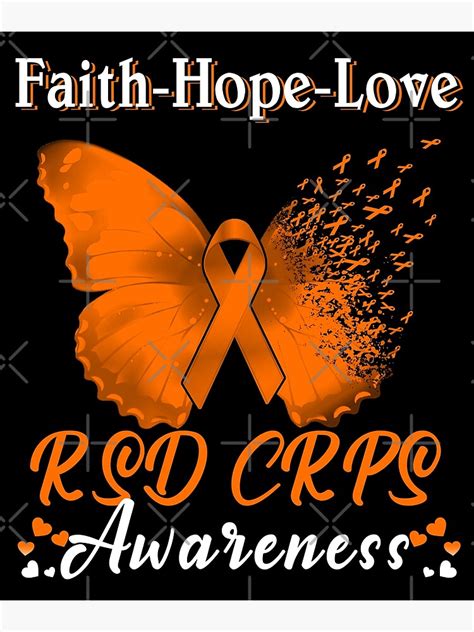Faith Hope Love Butterfly Rsd Crps Awareness Poster For Sale By