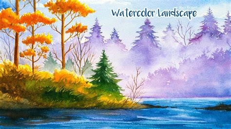 Watercolor Autumn Landscape Youtube