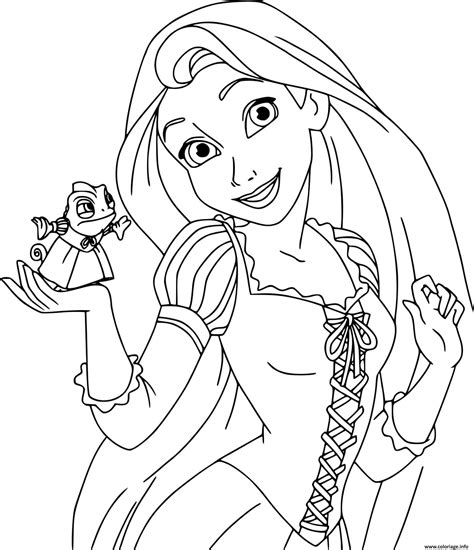 Coloriage La Princesse Raiponce Rapunzel Du Conte Raiponce Des Freres