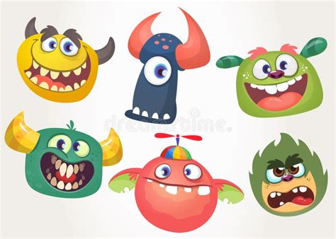 Cartoon Monsters Set For Halloween Vector Set Of Cartoon Monsters Isolated Stock Vector