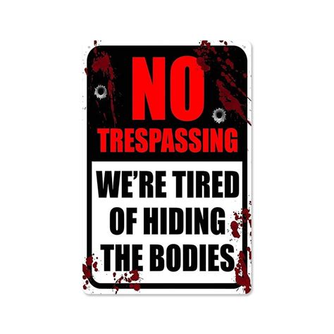 Halloween Warning Sign No Trespassing Vintage Metal Sign Halloween