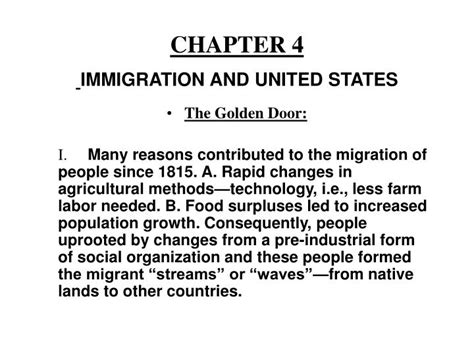 Ppt Chapter 4 Immigration And United States Powerpoint Presentation