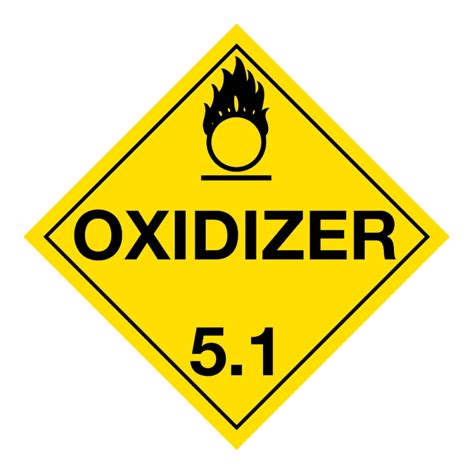 Hazard Class 51 Oxidizer Removable Self Stick Vinyl Worded Placard
