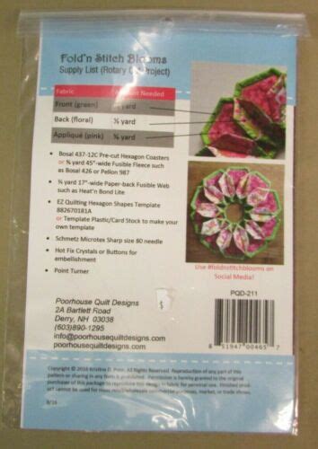 New Poorhouse Quilt Designs Fold N Stitch Blooms Quilt Pattern Pqd 211