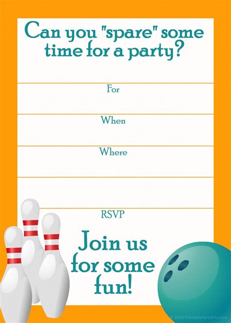 Bowling Party Invitations Free Printable
