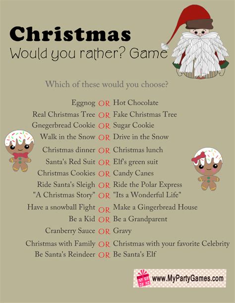 Free Printable Would You Rather Christmas Game