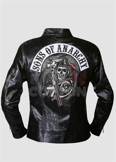 Sons Of Anarchy Patch Black Biker Real Leather Jacket
