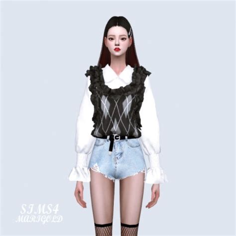 Frill Vest With Blouse At Marigold Sims 4 Updates