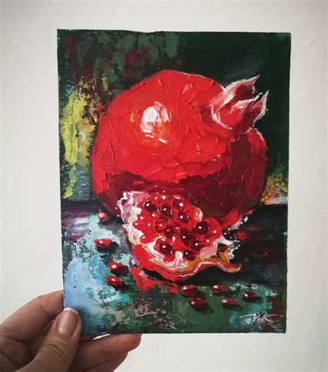 Pomegranate Painting Original Art Fruit Oil Painting Wall Art Etsy